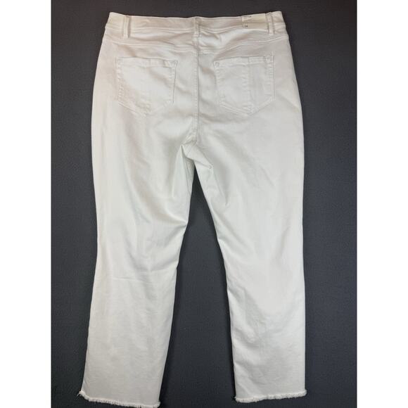 NWT J Jill Women's Denim Jeans Size 14 White Kick Flare Ankle Raw Hem Stretch - Picture 6 of 8